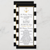 Vintage Nautical Gold Anker, Black & Gold Hochzeit Programm (Vorne/Hinten)