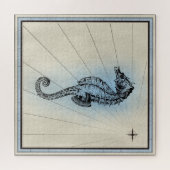 Vintage Nautical Swimming Seahorse Sea Horse Puzzle (Horizontal)