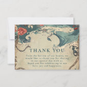 Vintage Nautical Waves & Rope Wedding Dankeskarte (Vorderseite)