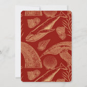 Vintage Nautical Whale Red Baby Dusche Einladung (Rückseite)