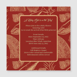 Vintage Nautical Whale Red Baby Dusche Einladung