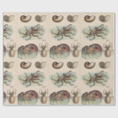 Vintage Nautik - Oktopus, Nautilus und Tintenfisch Geschenkpapier (Flach)