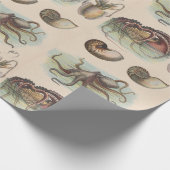 Vintage Nautik - Oktopus, Nautilus und Tintenfisch Geschenkpapier (Ecke)