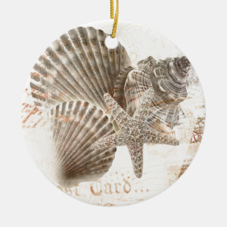 Vintage Nautilus Starfish Seashells Keramikornament
