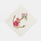 Vintage Nautische Ankerpink- und Rote-Peony-Blume Serviette (Ecke)