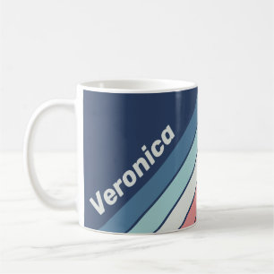 Vintage Nautische Blaue Streifen mit Namen Kaffeetasse