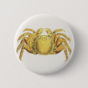 Vintage nautische bunte Krabben-Küstenwandkunst Button