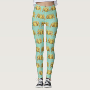 Vintage nautische bunte Krabben-Küstenwandkunst Leggings