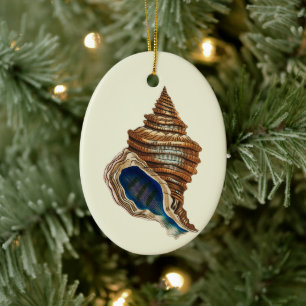 Vintage nautische George Shaw blaue Conch-Schnecke Keramik Ornament