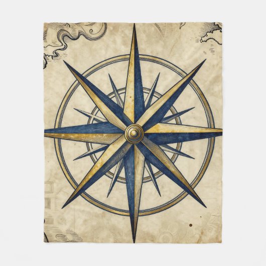 Vintage nautische Kompassrose Fleecedecke (Vorderseite)