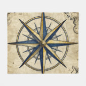 Vintage nautische Kompassrose Fleecedecke (Vorderseite (Horizontal))