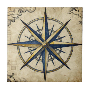 Vintage nautische Kompassrose Fliese