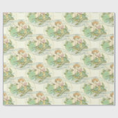 Vintage Nautische Meerjungfrau mit Meeresschildkrö Geschenkpapier (Flach)