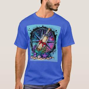 Vintage nautische Nachricht in einer Flaschenkompa T-Shirt