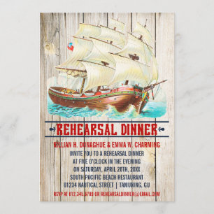 Vintage-nautische Proben-Dinner-Einladungen Einladung