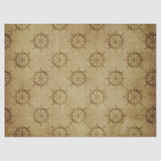 Vintage Nautische Schiffsräder auf Braundecke Seidenpapier (Vorderseite)