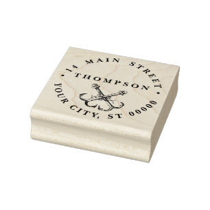 Vintage nautischer Anker Schiff Preppy #2 Adresse Gummistempel