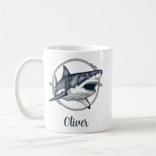 Vintage nautischer großer weißer Hai Kaffeetasse