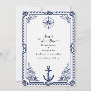 Vintage-nautischer Marine-Hochzeitskompass Einladung