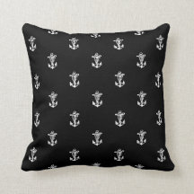 Vintage nautisches Anker-Muster Schwarzes Wurfkiss