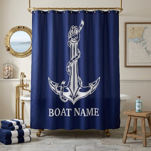 Vintage nautisches Ankertau Boot Name Duschvorhang