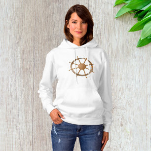 Vintage nautisches Schiffssteuerrad-Kompass-Design Hoodie