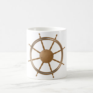 Vintage nautisches Schiffssteuerrad-Kompass-Design Kaffeetasse