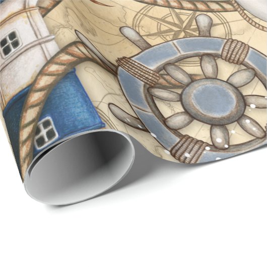 Vintage Navigation Map Collage Geschenkpapier (Rolleneckpunkt)