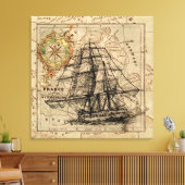 Vintage Navigationskarte des Schiffes Leinwanddruck (Insitu (Wohnzimmer))