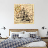 Vintage Navigationskarte des Schiffes Leinwanddruck (Insitu (Schlafzimmer))