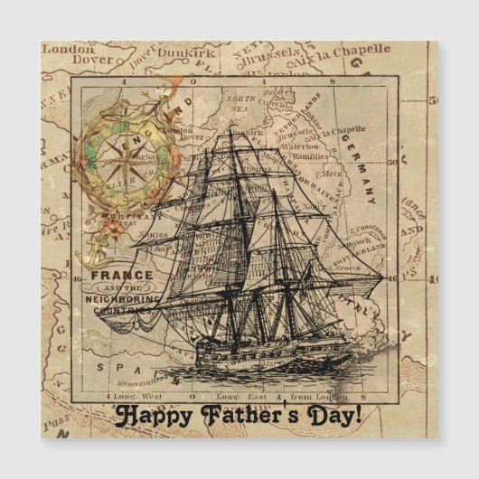 Vintage Navigationskarte des Schiffes Magnetkarte (Vorderseite)