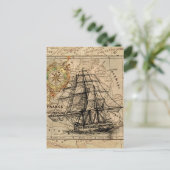Vintage Navigationskarte des Schiffes Postkarte (Stehend Vorderseite)