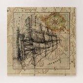 Vintage Navigationskarte des Schiffes Puzzle (Horizontal)