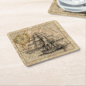 Vintage Navigationskarte des Schiffes Rechteckiger Pappuntersetzer (angewinkelt)