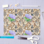 Vintage Navigationskarte mit Hydrangea Seidenpapier (Handwerk)
