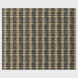 Vintage Navy and Tan Plaid with Rustic Texture Geschenkpapier