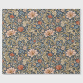 Vintage Navy Blue Floral Geschenkpapier (Flach)