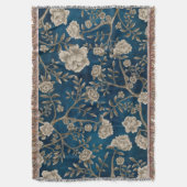 Vintage Navy Blue Sepia Chinoiserie Grüne Decke (Vorderseite Vertikal)