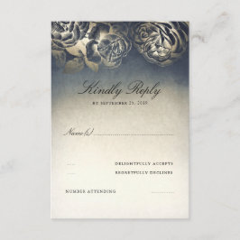 Vintage Navy Blue und Gold UAWG RSVP Karte