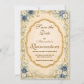 Vintage Navy Coastal Quinceañera Save The Date (Vorderseite)