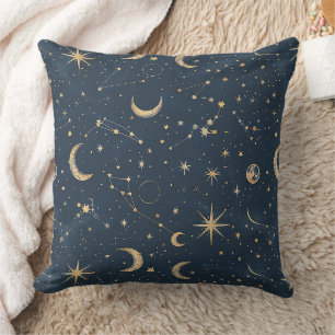 Vintage Navy Elfenbein Astrologie Mond Konstellati Kissen