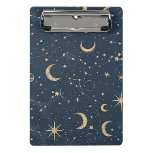 Vintage Navy Elfenbein Astrologie Mond Konstellati Mini Klemmbrett