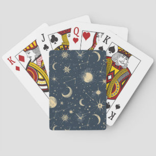 Vintage Navy Elfenbein Astrologie Mond Konstellati Spielkarten