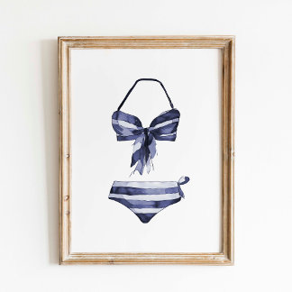 Vintage Navy gestreifter Bikiniposter Poster