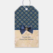 Vintage Navy Gold Damask Vielen Dank Geschenkanhänger (Vorderseite)