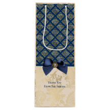 Vintage Navy Gold Damask Vielen Dank