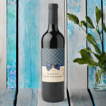 Vintage Navy Gold Damask Vielen Dank