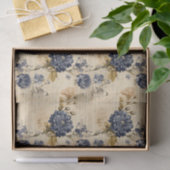Vintage Navy & Ivory Blume Gewebpapier, elegant Seidenpapier (Geschenk)