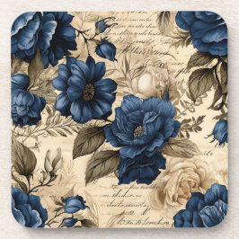 Vintage Navy & Ivory Blume Hochzeit Untersetzer