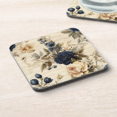 Vintage Navy & Ivory Blume Hochzeit Untersetzer (Linke Seite)